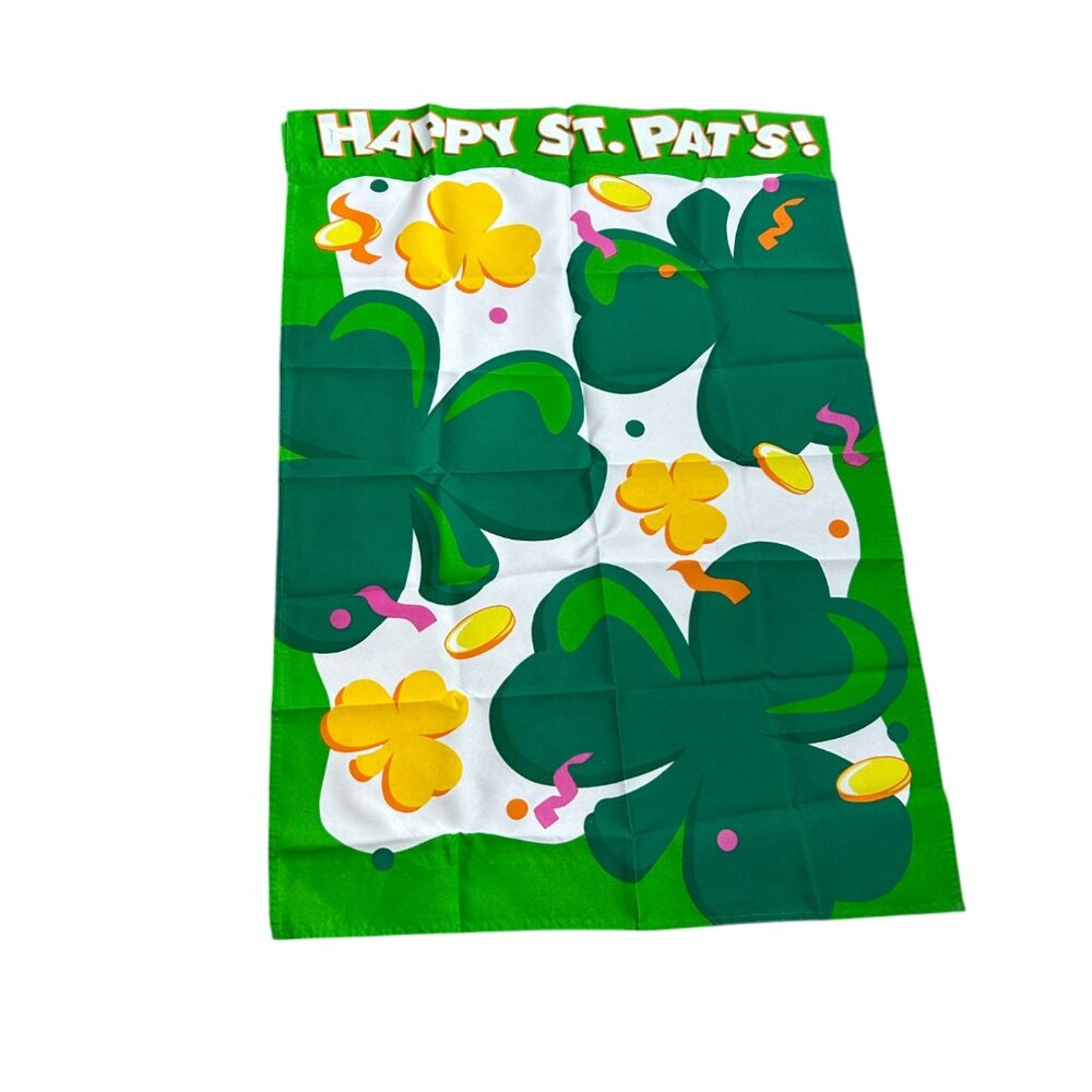 Vintage Yard House Flag Happy St Pats Day Patricks Shamrock Green Outdoor